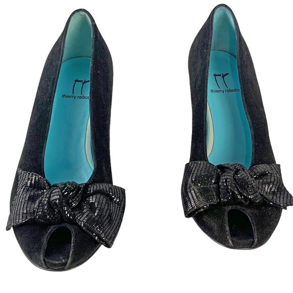 THIERRY RABOTIN Yvette Suede Peep-Toe Bow Pumps ***NWOB - Picture 3 of 11